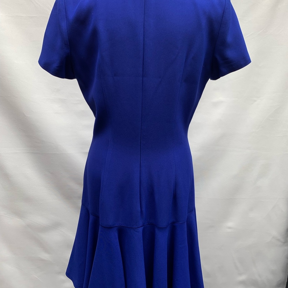 Alexander McQueen Royal,Cobalt Blue V-Neck A-Line Mini Dress Sz 44 US 8 Medium - Picture 4 of 15